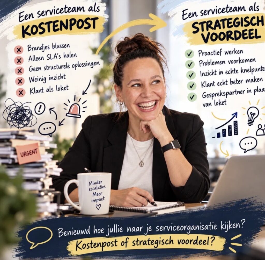 Vergelijking van een reactief serviceteam als kostenpost met een proactief serviceteam als strategisch voordeel
